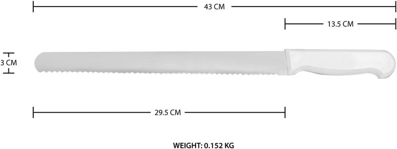 Kitchen Master 12 Inch Stainless Steel Serrated Bread Knife (White) | Commercial Bakery Slicer - Image 2
